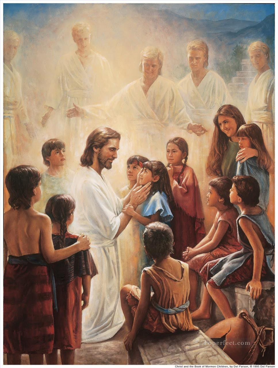 Jesus segnet die nephitischen Kinder Religiosen Christianity Ölgemälde